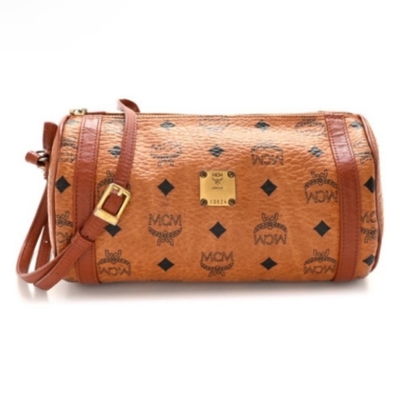Authentic MCM Visetos Barrel Bag in Cognac in Excellent Vintage Condition - Picture 14 of 15